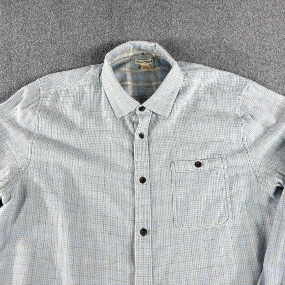 Carbon2Cobalt Shirt Men's L Blue‎ Houndstooth Long Sleeve